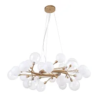 Люстра подвесная Babylon 2515-15P Favourite белая на 15 ламп, основание золотое в стиле современный молекула шар Люстра подвесная Babylon 2515-15P Favourite белая на 15 ламп, основание золотое в стиле современный молекула шар